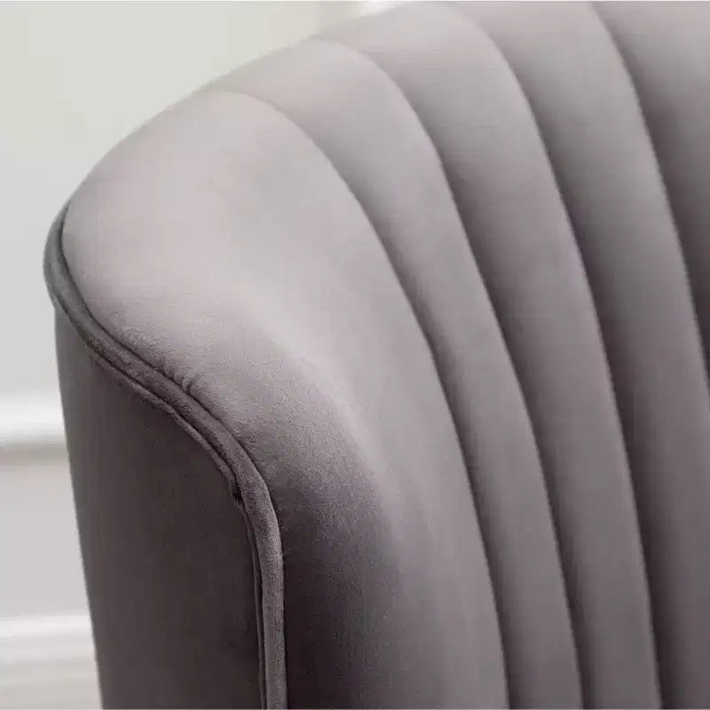 Contemporary Velvet Upholstered Accent Chair, Gray, Living Room Armchair