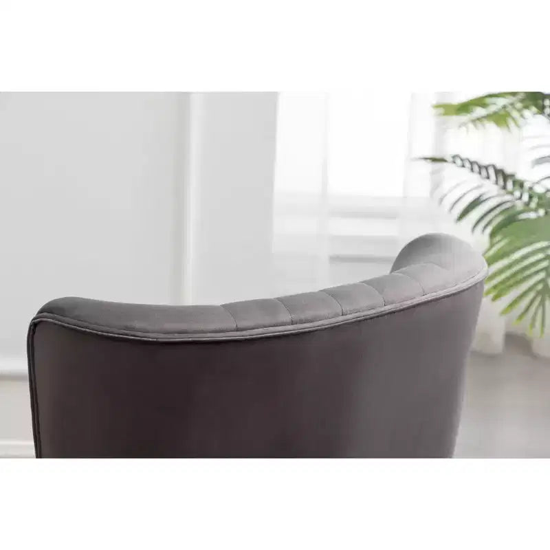 Contemporary Velvet Upholstered Accent Chair, Gray, Living Room Armchair