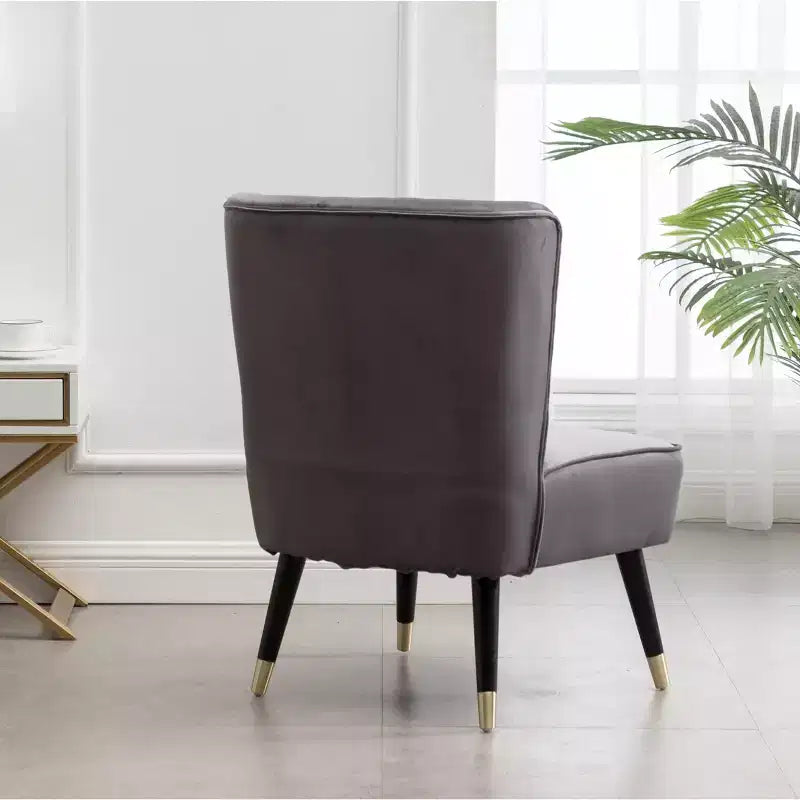 Contemporary Velvet Upholstered Accent Chair, Gray, Living Room Armchair