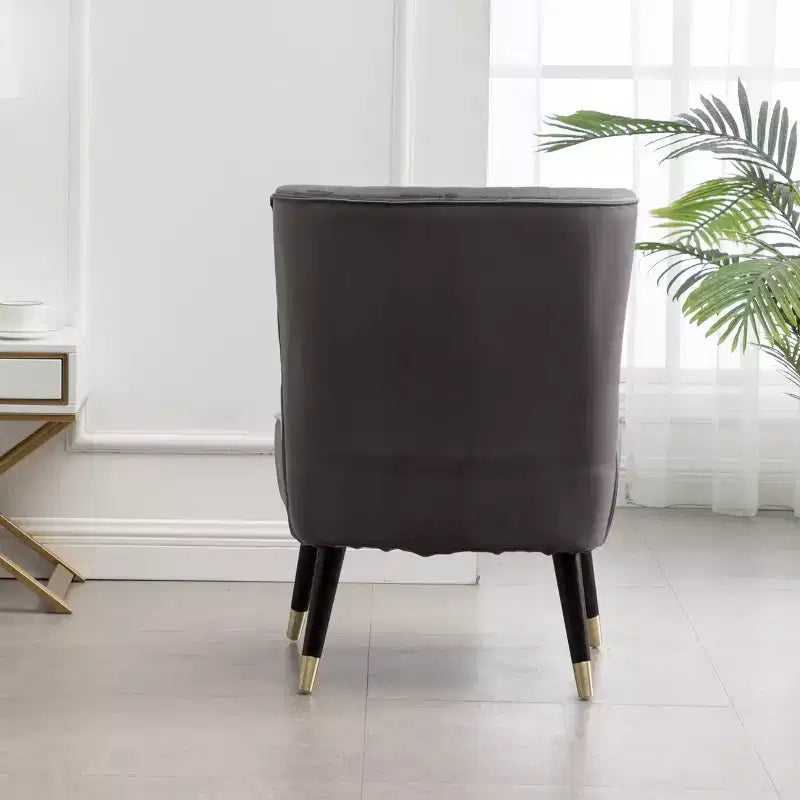 Contemporary Velvet Upholstered Accent Chair, Gray, Living Room Armchair
