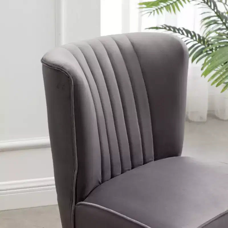 Contemporary Velvet Upholstered Accent Chair, Gray, Living Room Armchair
