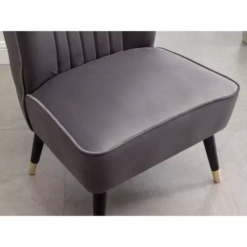 Contemporary Velvet Upholstered Accent Chair, Gray, Living Room Armchair