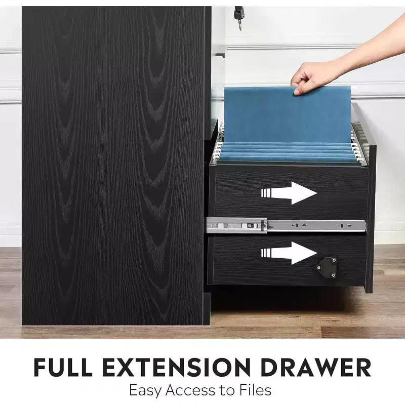 2-Drawer Wood Lateral File Cabinet with Lock for Home Office