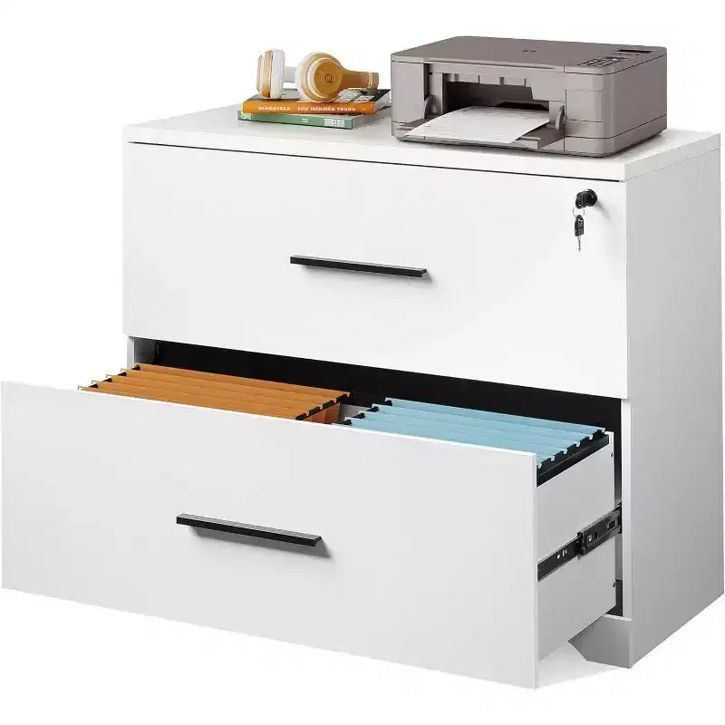 2-Drawer Wood Lateral File Cabinet with Lock for Home Office